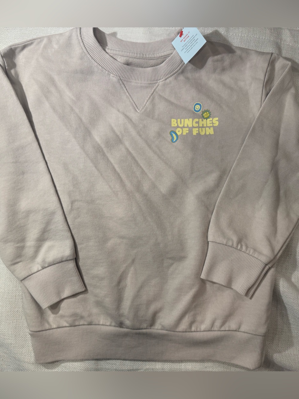 Light Grey Crewneck Sweatshirt with Banana 🍌 “Bunches of Fun” graphic